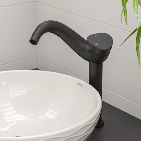 Alfi Brand Black Matte Tall Wave Single Lever Bathroom Faucet AB1570-BM